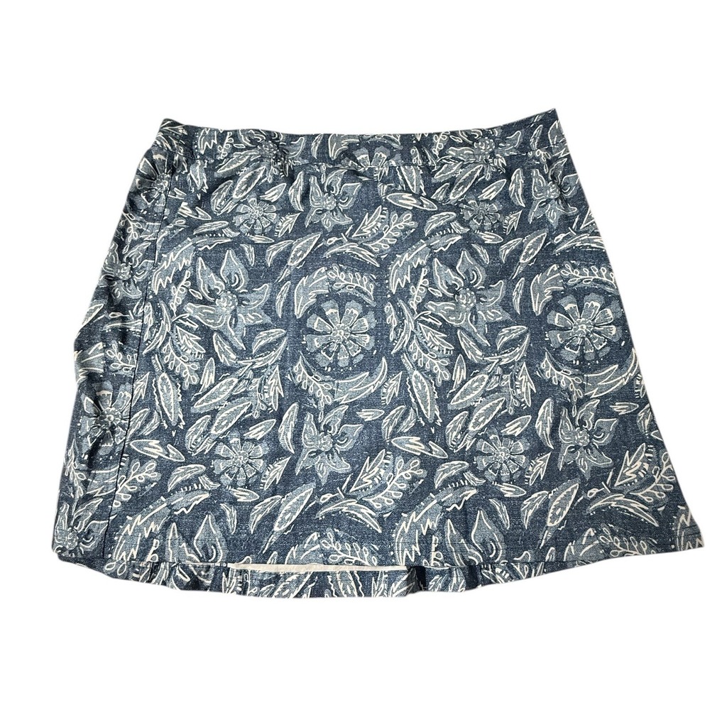Rip‎ Skirt Rustica Denim Womens XL Blue Floral Length 2 Vacation Beach NWT